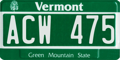 VT license plate ACW475