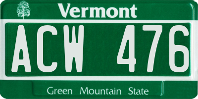 VT license plate ACW476