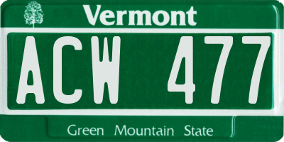 VT license plate ACW477