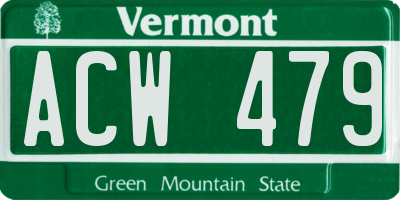 VT license plate ACW479
