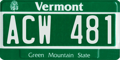 VT license plate ACW481