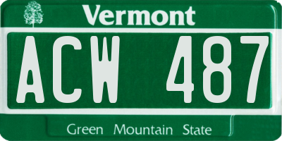 VT license plate ACW487