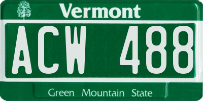 VT license plate ACW488