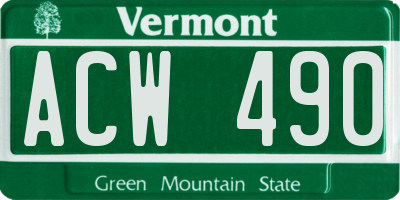 VT license plate ACW490