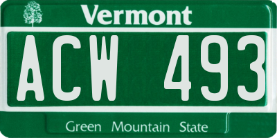 VT license plate ACW493