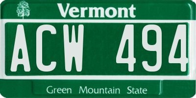 VT license plate ACW494