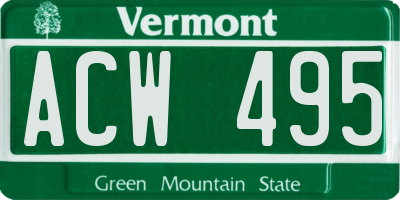 VT license plate ACW495