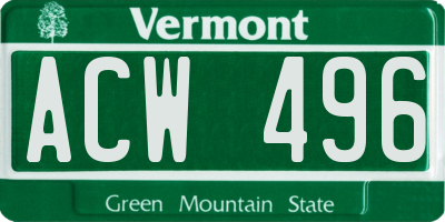 VT license plate ACW496