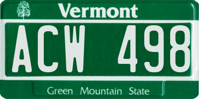 VT license plate ACW498
