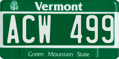 VT license plate ACW499