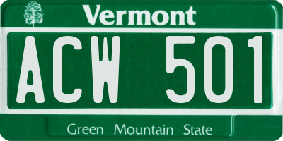 VT license plate ACW501