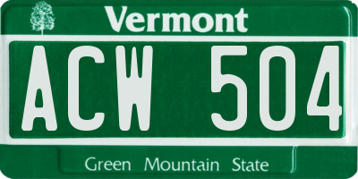VT license plate ACW504
