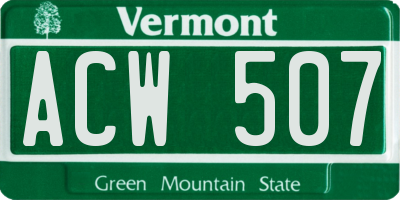 VT license plate ACW507
