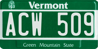 VT license plate ACW509