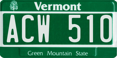 VT license plate ACW510