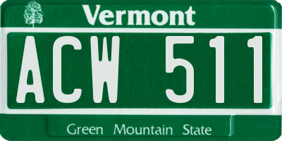 VT license plate ACW511