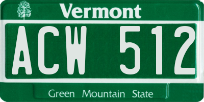 VT license plate ACW512