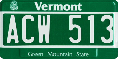 VT license plate ACW513