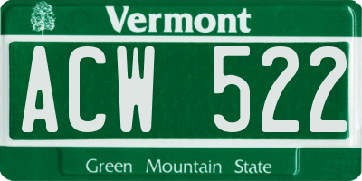 VT license plate ACW522