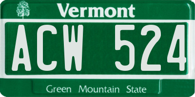 VT license plate ACW524