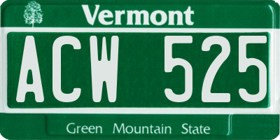 VT license plate ACW525