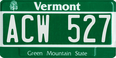 VT license plate ACW527