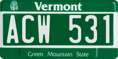 VT license plate ACW531