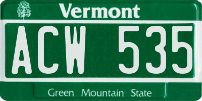 VT license plate ACW535