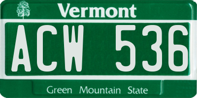 VT license plate ACW536
