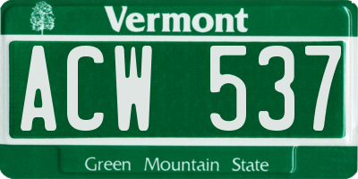 VT license plate ACW537