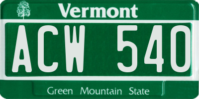 VT license plate ACW540