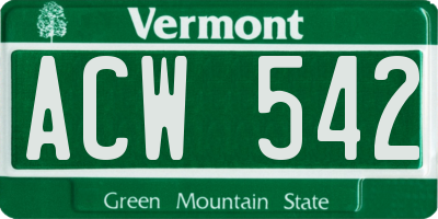 VT license plate ACW542