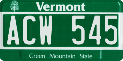 VT license plate ACW545