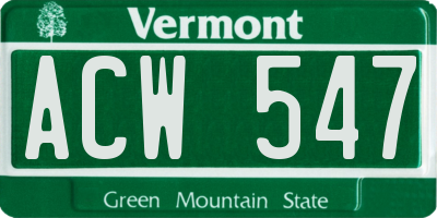 VT license plate ACW547
