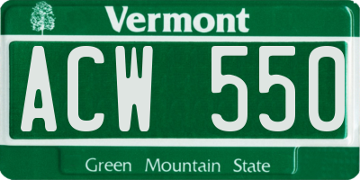 VT license plate ACW550