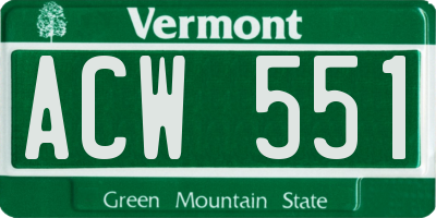 VT license plate ACW551