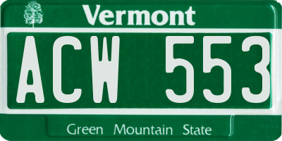 VT license plate ACW553