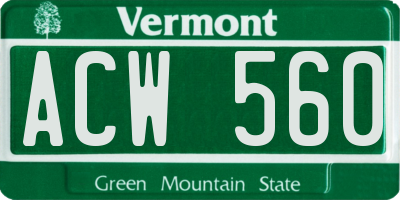 VT license plate ACW560