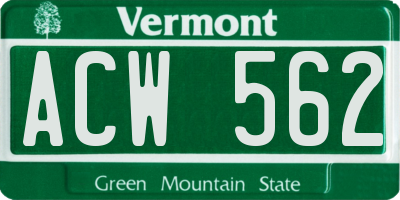 VT license plate ACW562