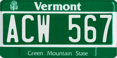VT license plate ACW567