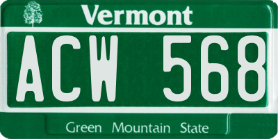 VT license plate ACW568