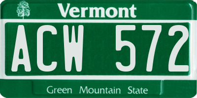 VT license plate ACW572