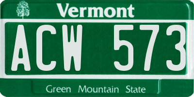 VT license plate ACW573