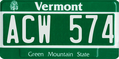 VT license plate ACW574
