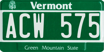 VT license plate ACW575