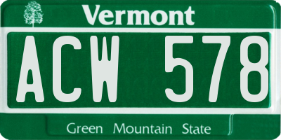 VT license plate ACW578