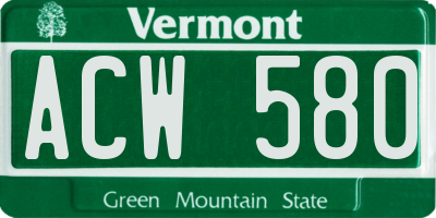 VT license plate ACW580