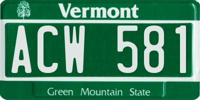 VT license plate ACW581