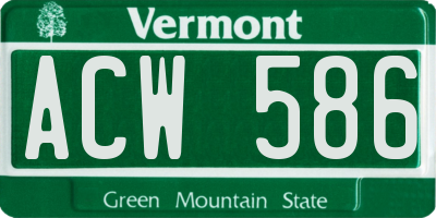 VT license plate ACW586