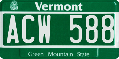 VT license plate ACW588